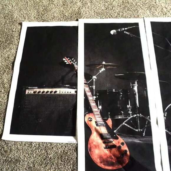 4 Wall Art Panels Guitar, Drum Set, Amp Musical Instruments Prints Not Framed - Picture 2 of 8